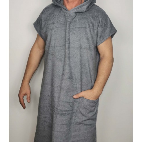 Poncza Szare Ponczo z kapturem