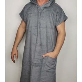 Szare Ponczo z kapturem