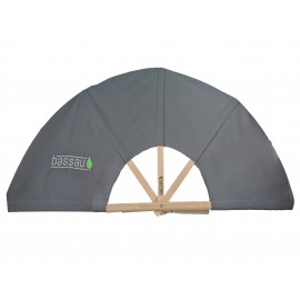 Grey canvas fan with logo