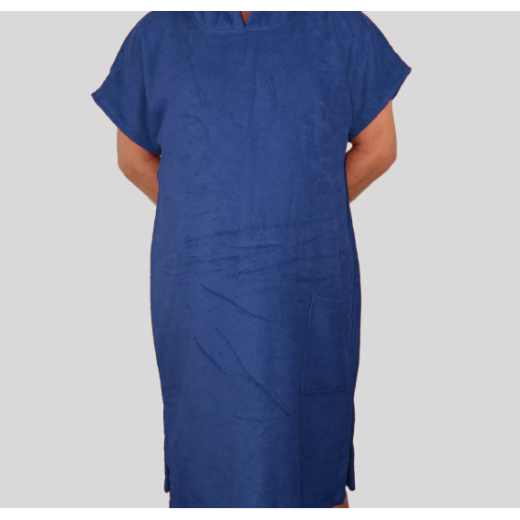 Poncza Granatowe Ponczo z kapturem