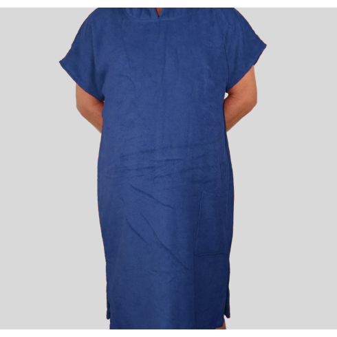 Poncza Granatowe Ponczo z kapturem