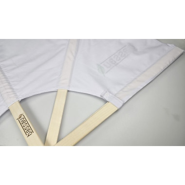 Wyposażenie Saunamistrza Wachlarz z płótna biały - nowy model 2026